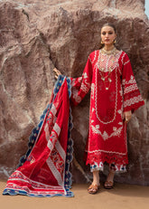 5A | Stars of Fire - Flame red | 3PC Unstitched Lawn Crimson By Saira Shakira